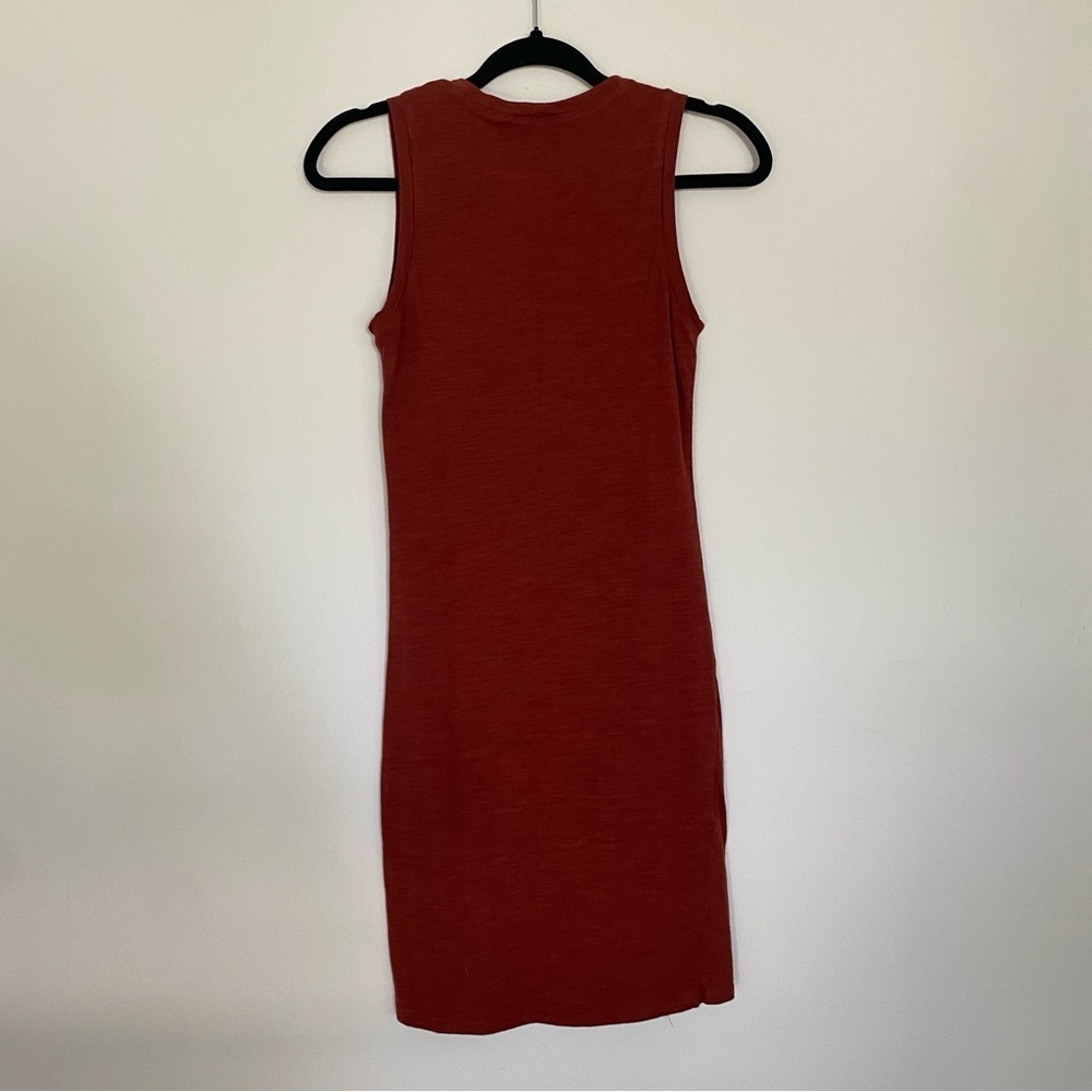 Nine West Brick Red Tulip Hem Sleeveless Mini Dress - Picture 3 of 6